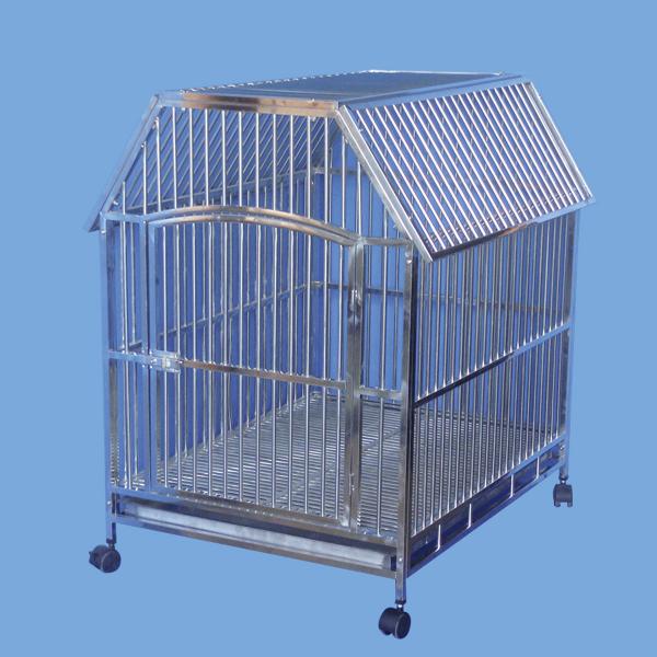 Perro jaula de acero inoxidable