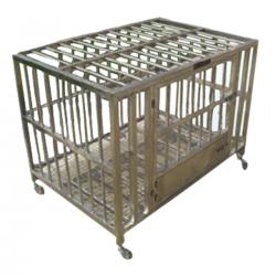 Perro jaula de acero inoxidable